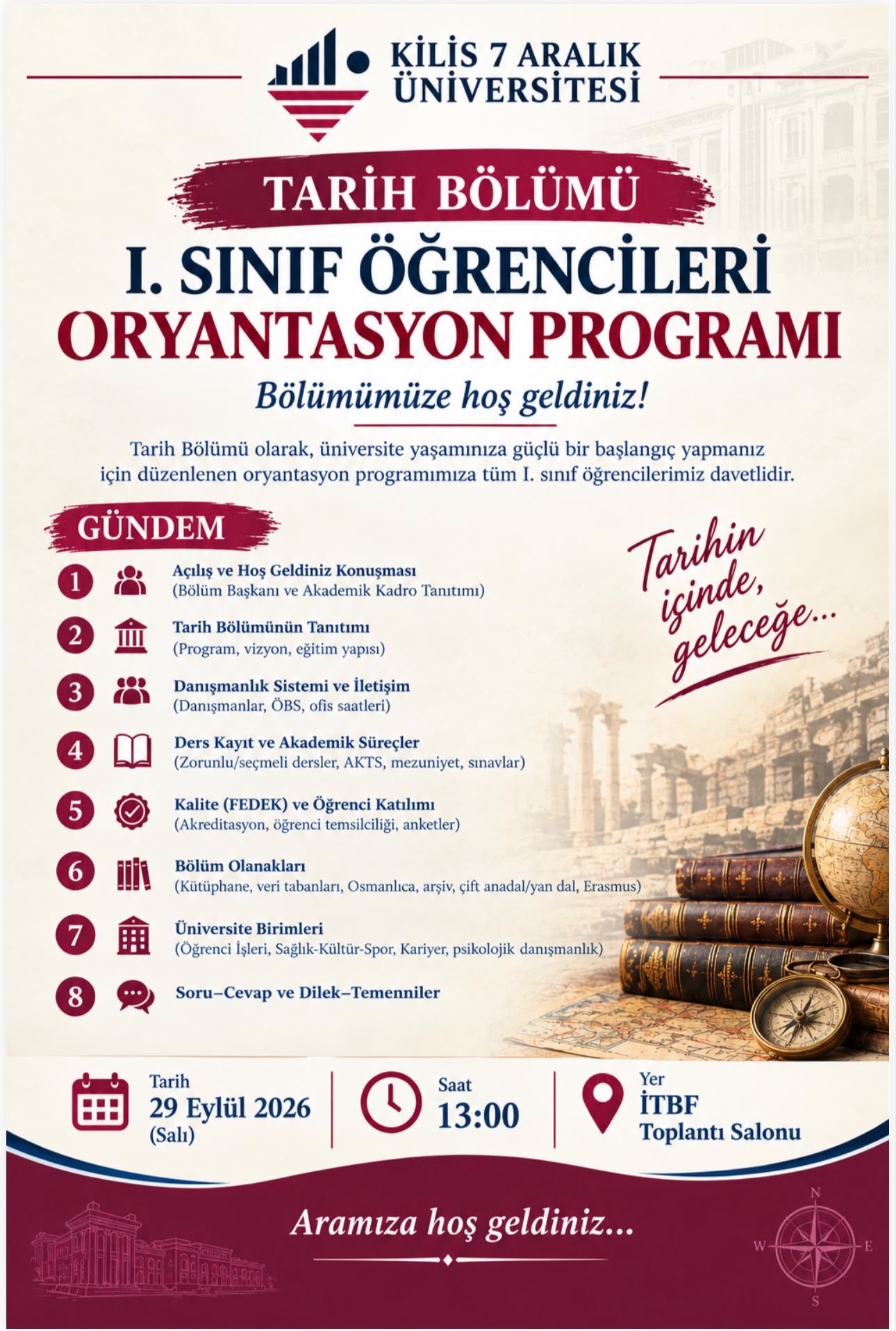 Tarih Bölümü 1. Sınıf Öğrencileri Oryantasyon Programı